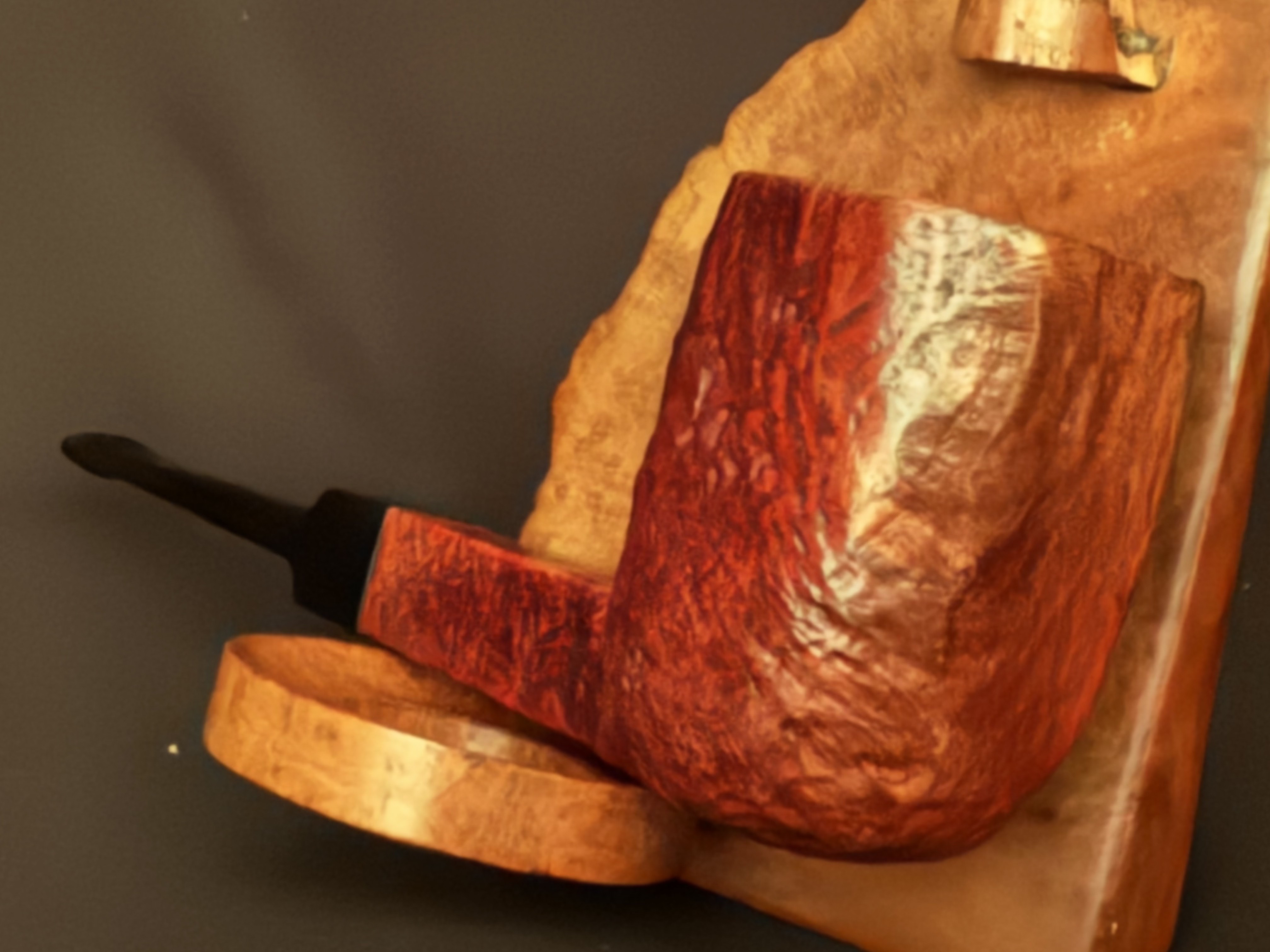 Tower Perfect Briar Sandblast Paneled Billiard Estate Pipe - Vulcanite Saddle Stem, Fishtail Mouthpiece 6