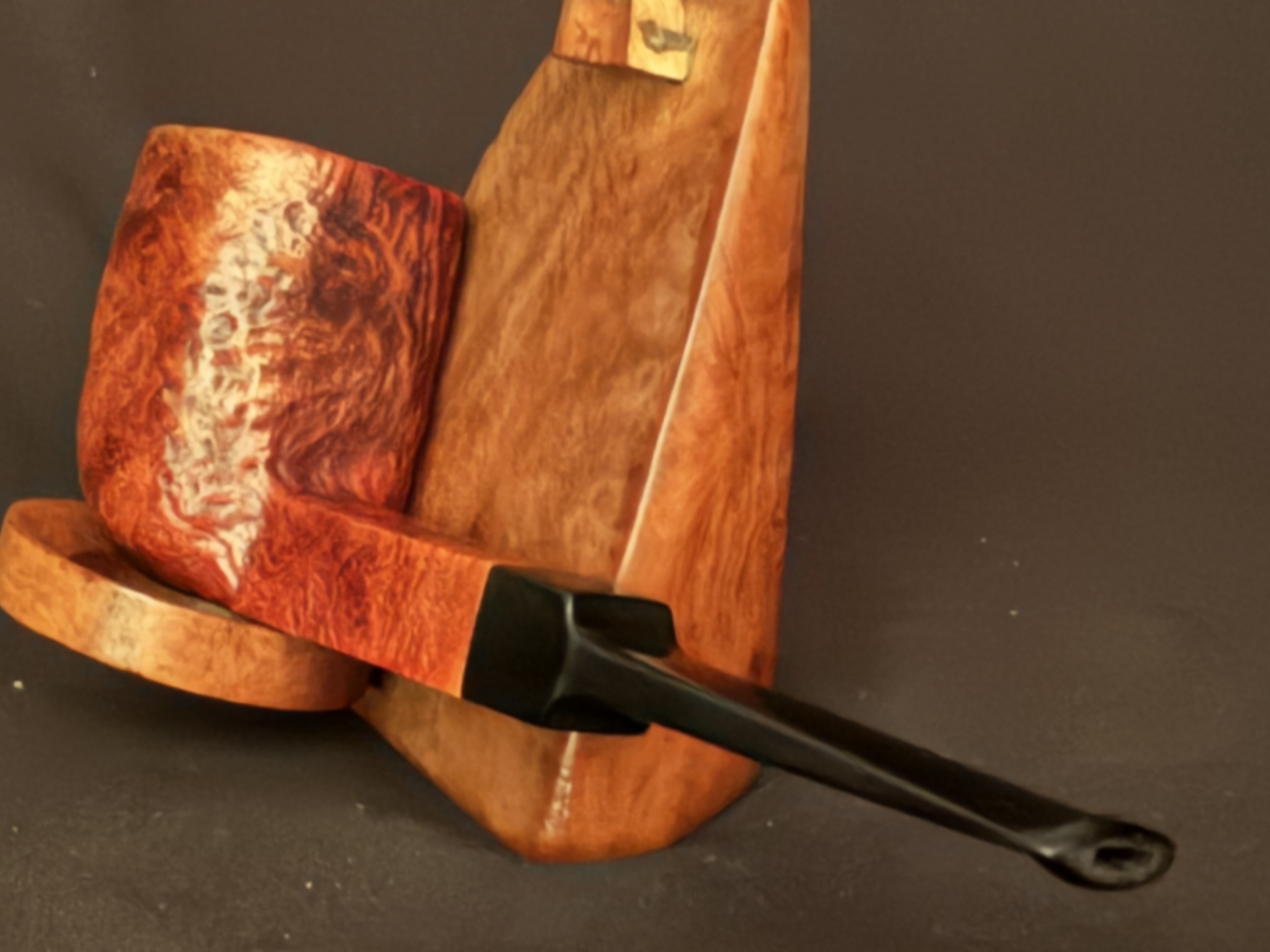 Tower Perfect Briar Sandblast Paneled Billiard Estate Pipe - Vulcanite Saddle Stem, Fishtail Mouthpiece 7