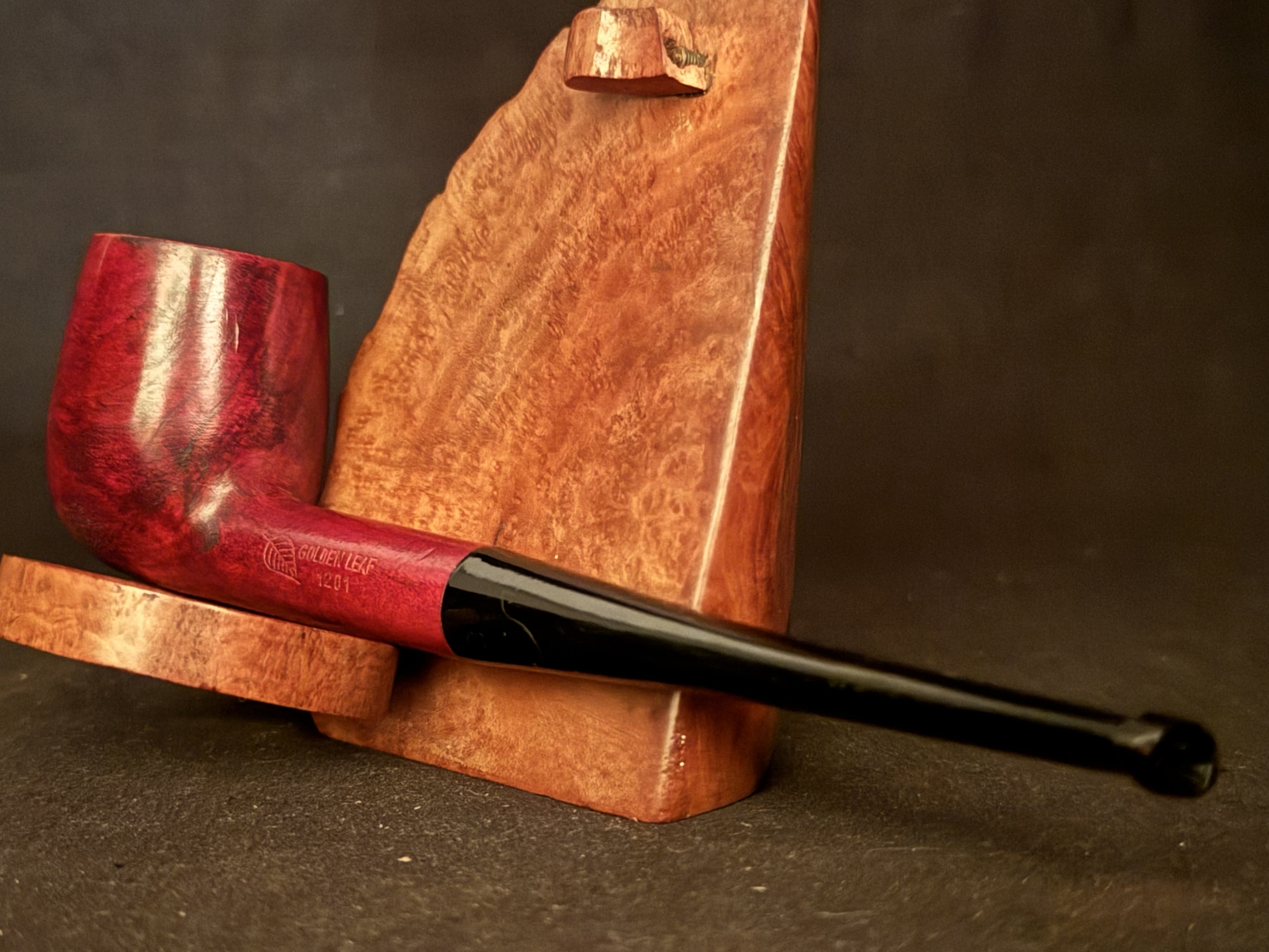 Golden Leaf 1201 Smooth Billiard Estate Pipe - New Old Stock, Unsmoked, Tapered Stem 8