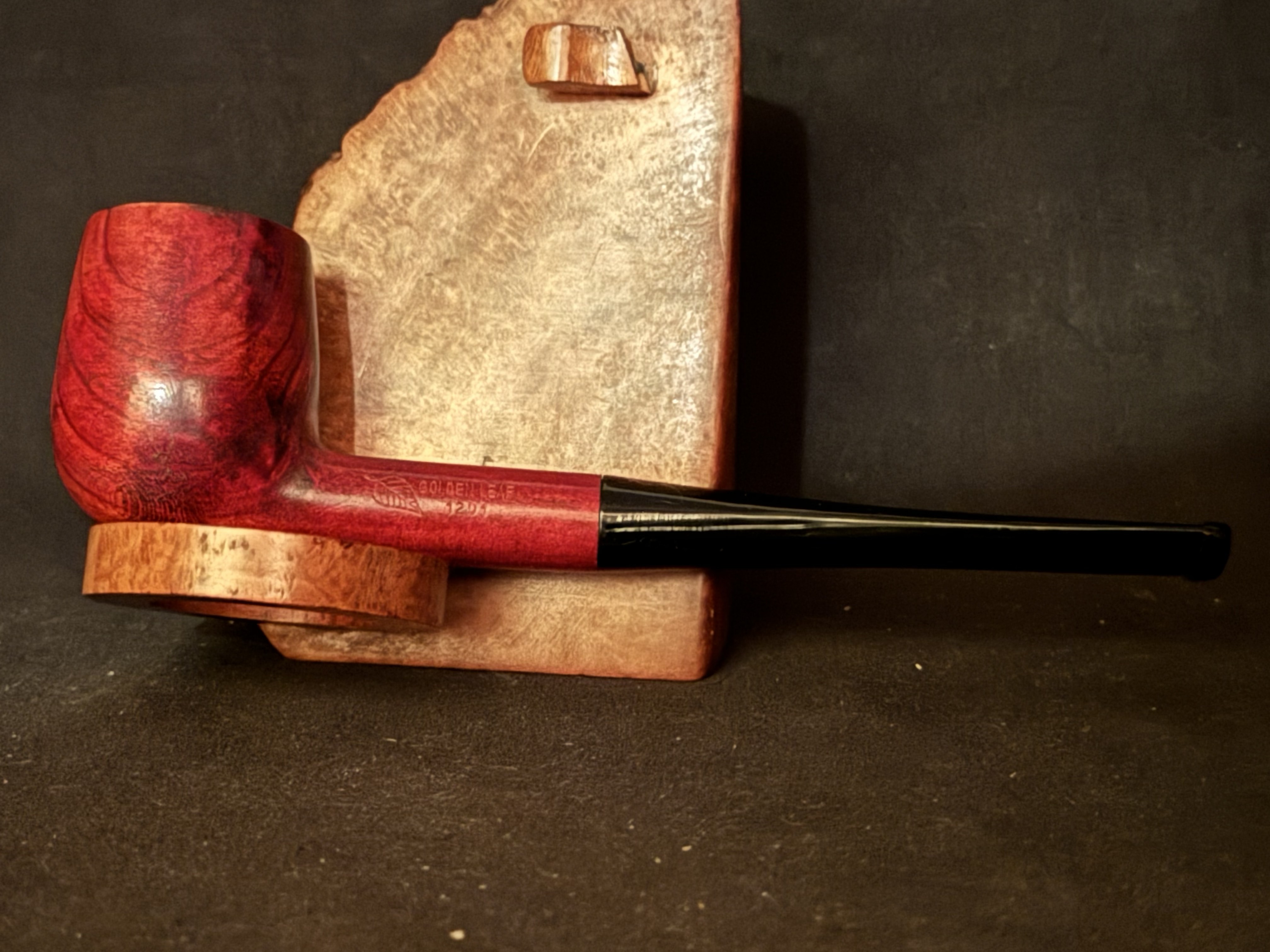 Golden Leaf 1201 Smooth Billiard Estate Pipe - New Old Stock, Unsmoked, Tapered Stem 11
