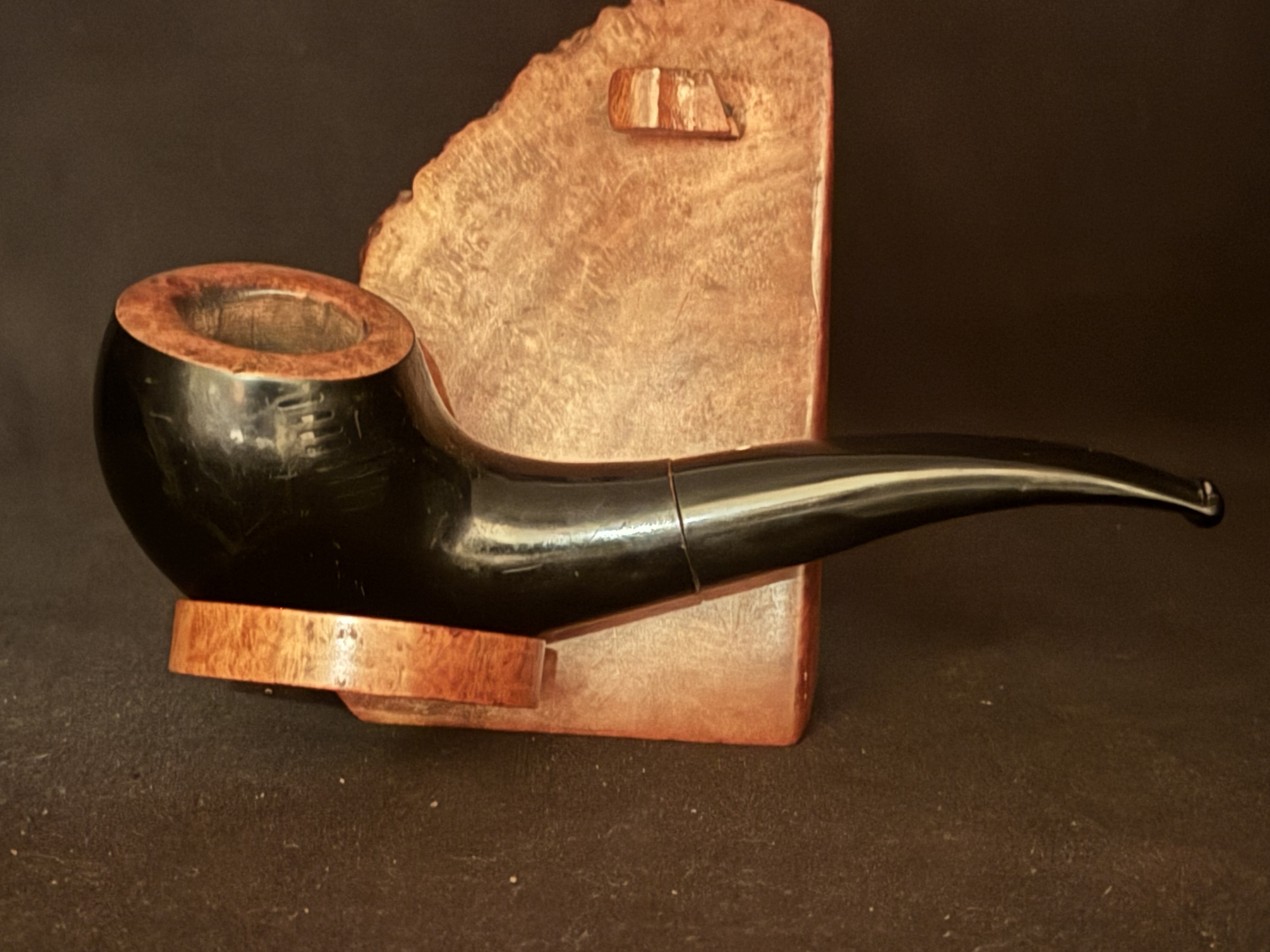 Vauen Apple Shape Smooth Ebony Finish Vulcanite Tapered Stem 9mm Fishtail Estate Pipe 3