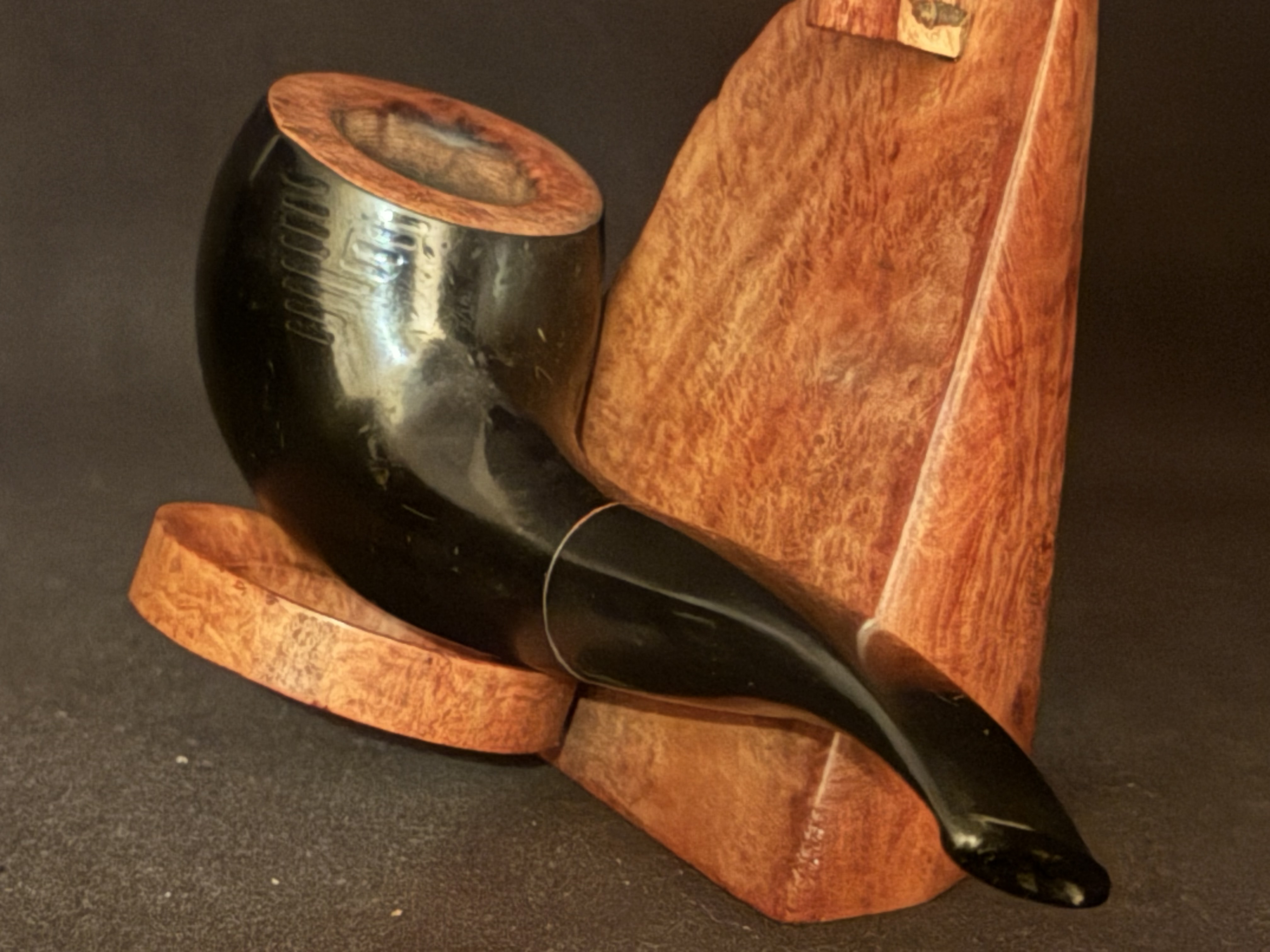 Vauen Apple Shape Smooth Ebony Finish Vulcanite Tapered Stem 9mm Fishtail Estate Pipe 8