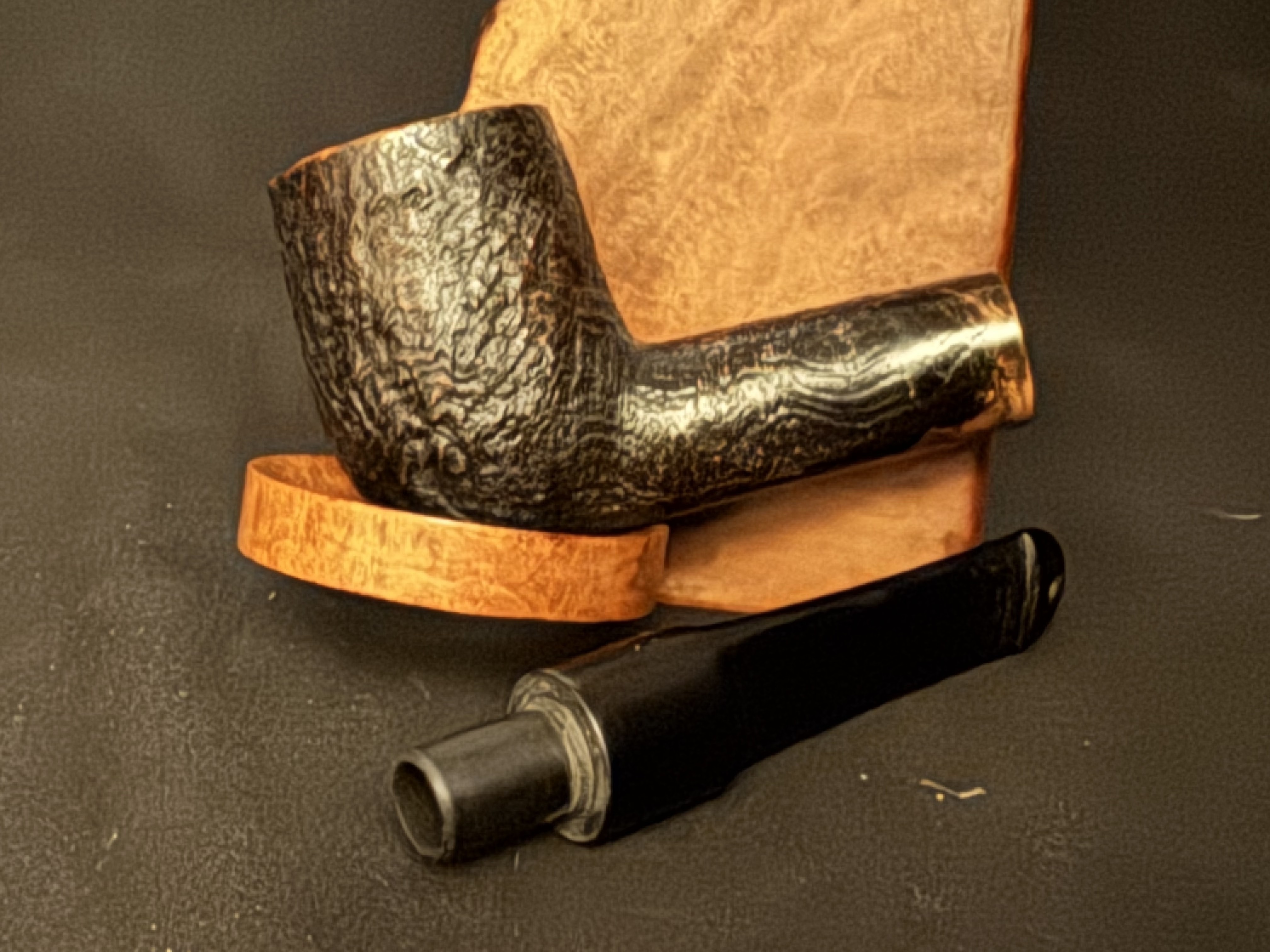 Vauen Dr. Perl 5242 Sandblast Straight Billiard Vulcanite Saddle Stem Estate Pipe 9