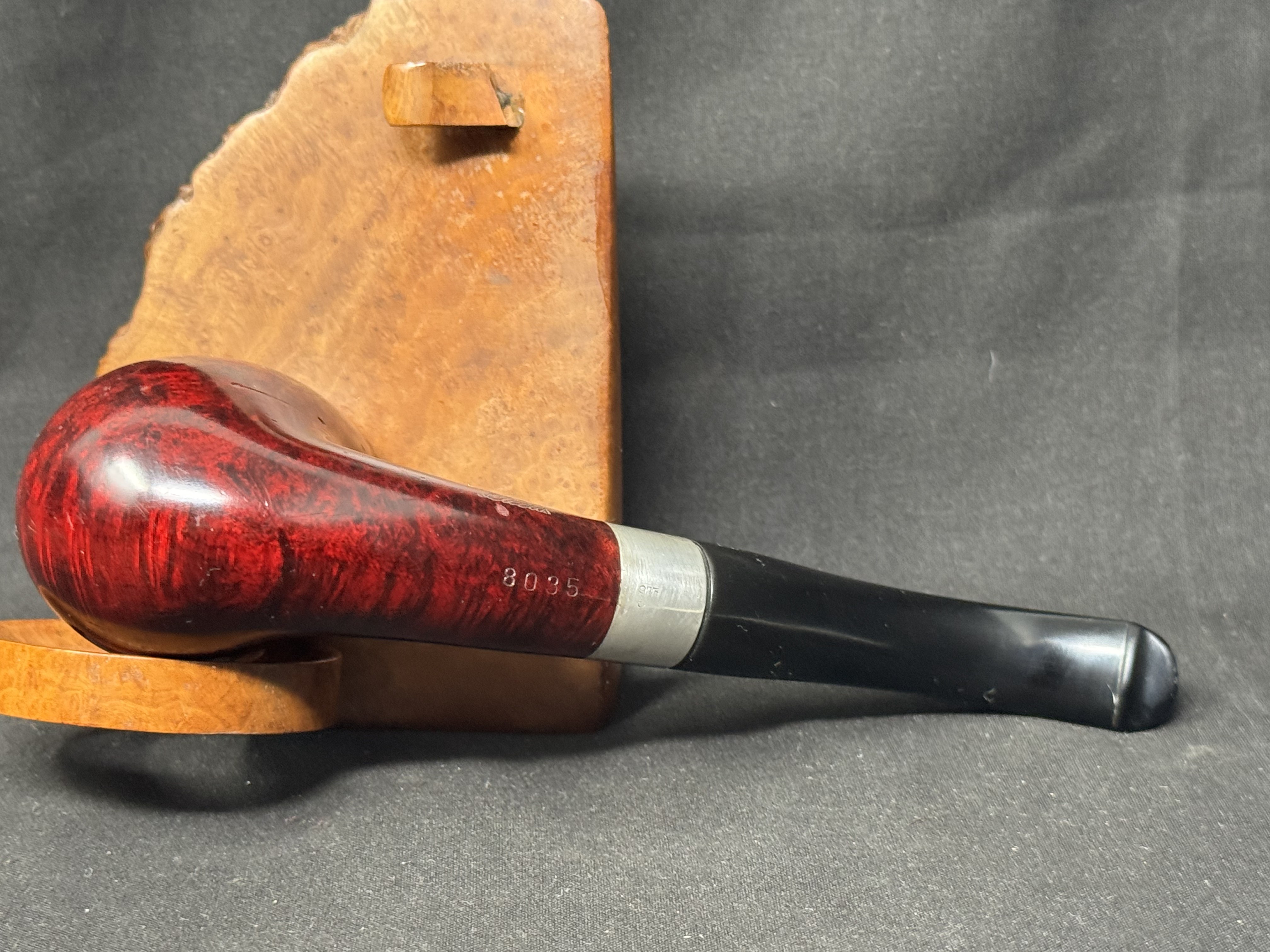 Vauen Luxus 8035 Bent Smooth Red Mottled Silver Band Estate Pipe, 1920s+ 6