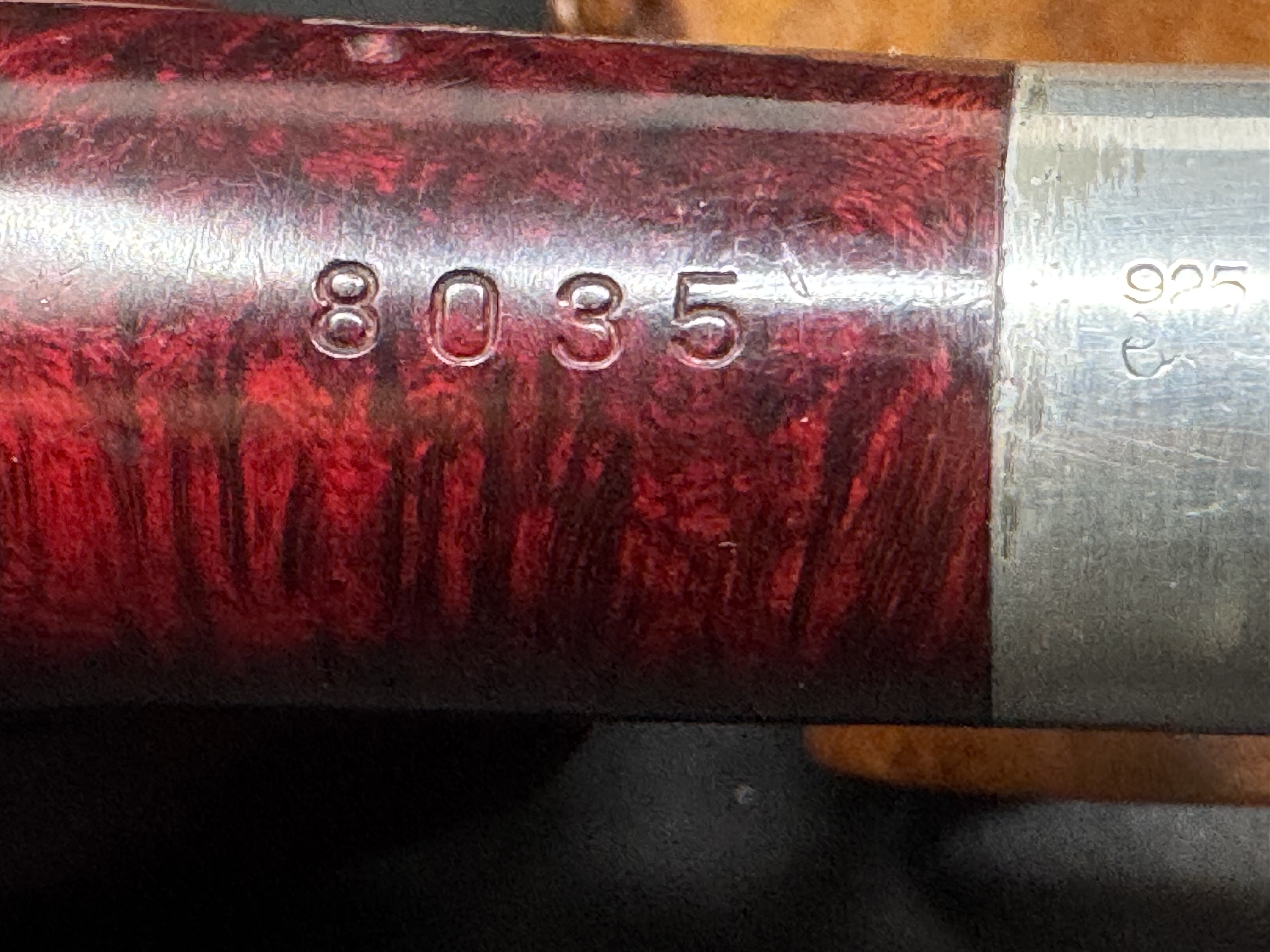 Vauen Luxus 8035 Bent Smooth Red Mottled Silver Band Estate Pipe, 1920s+ 9