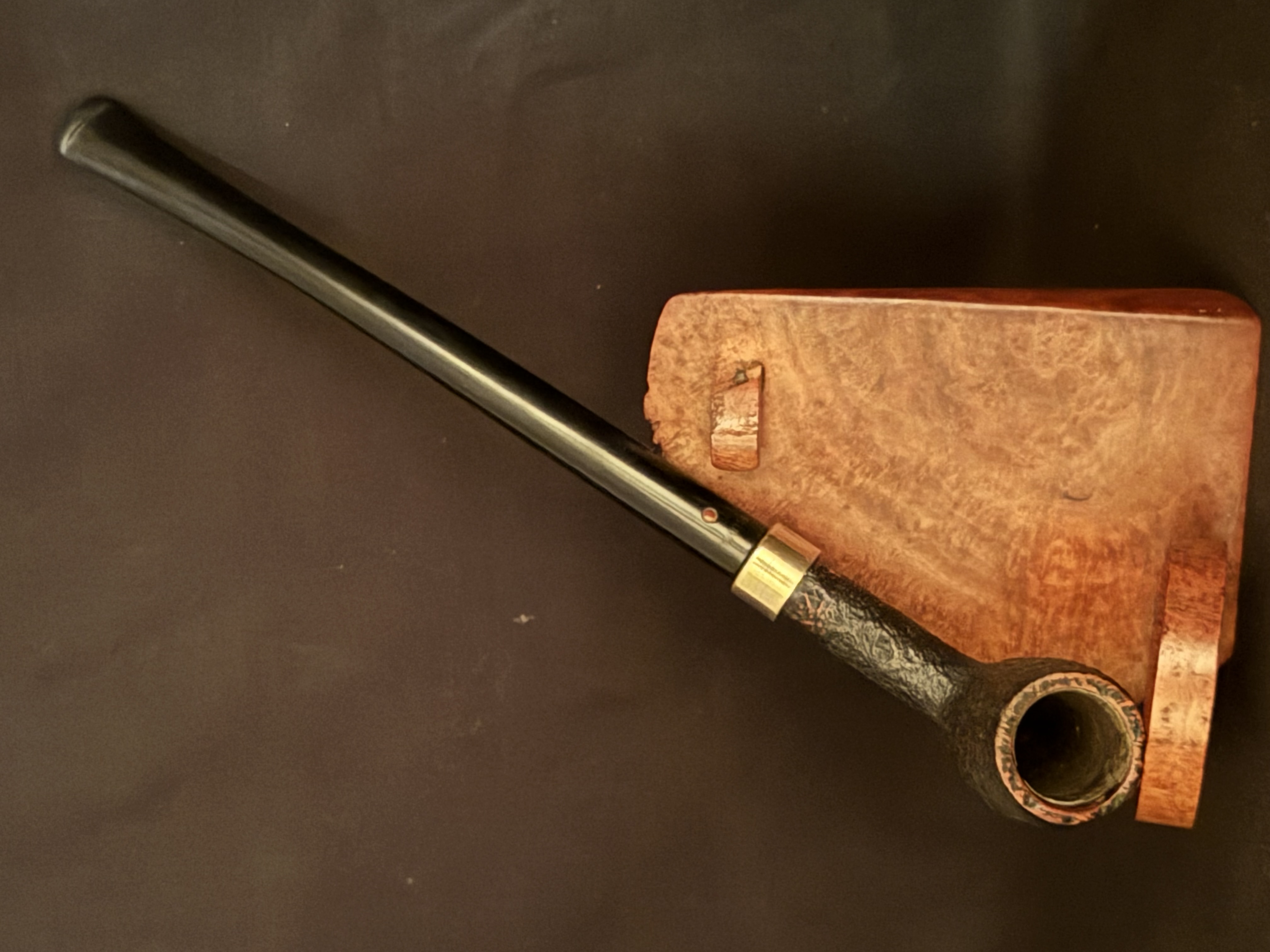 Vauen Dr Perl 80 Sandblast Straight Churchwarden Vulcanite Saddle Stem Estate Pipe 2