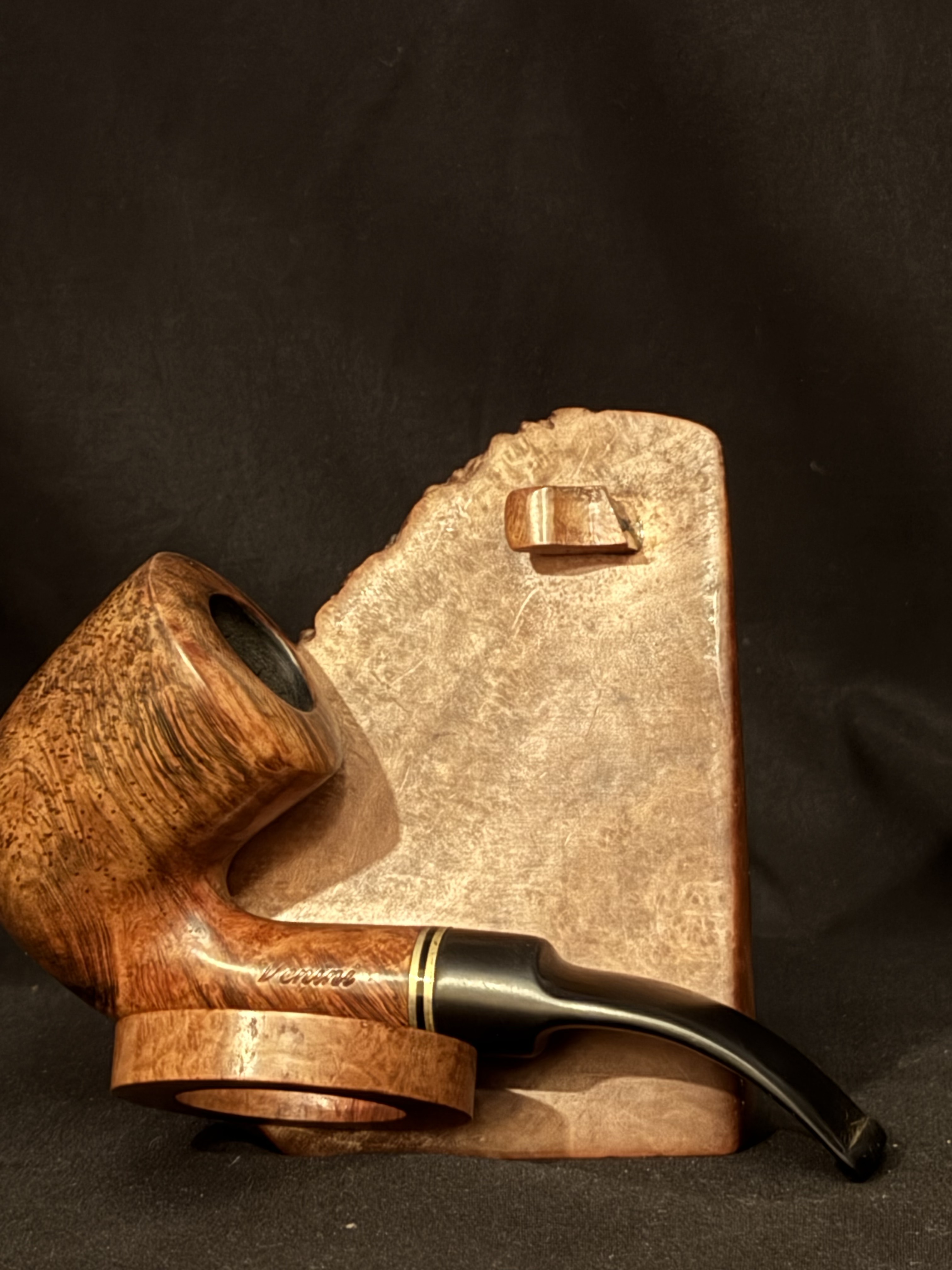 Venini Smooth Bent Dublin Vulcanite Saddle Stem Estate Pipe, 9mm Filter 3