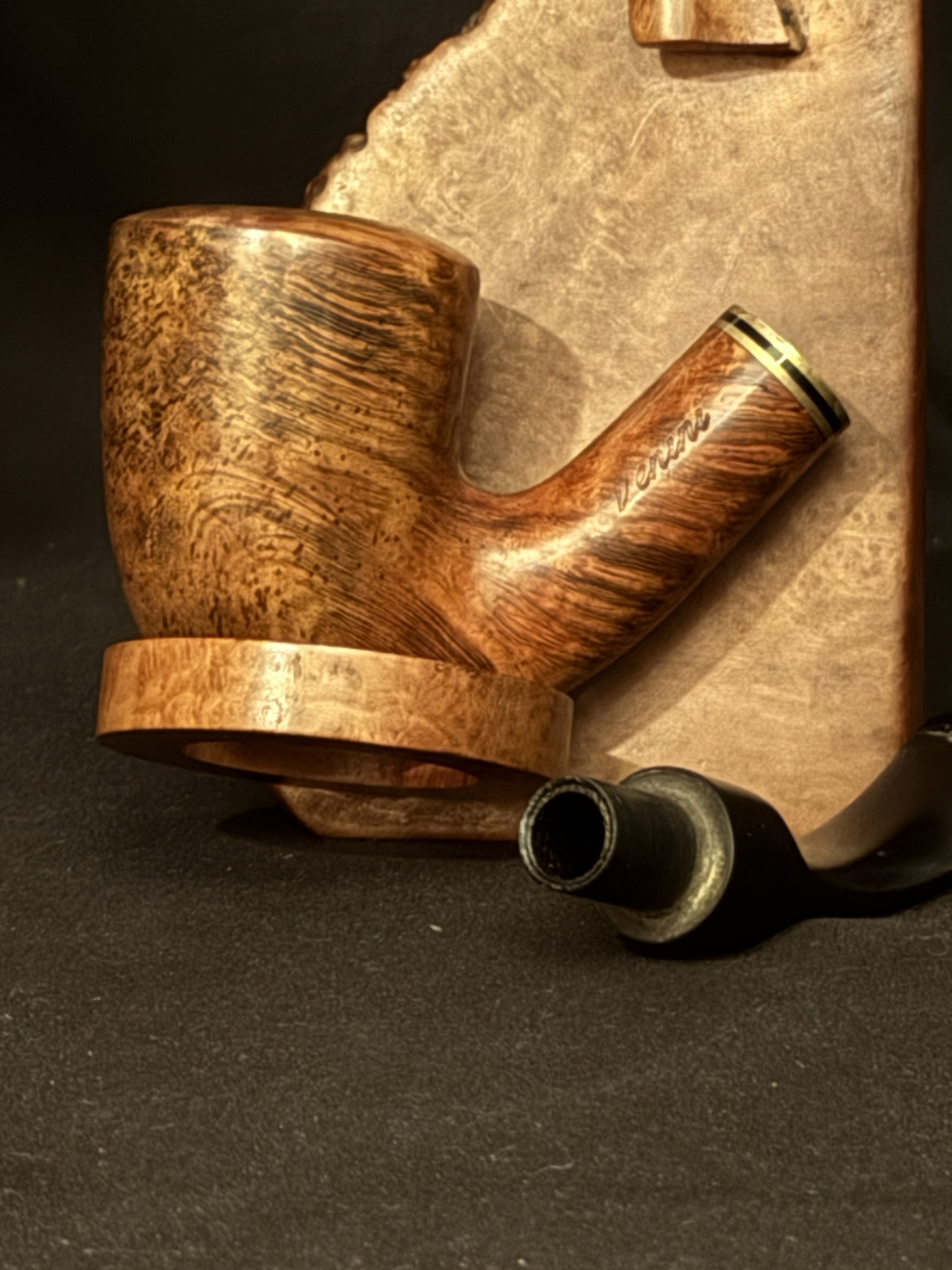 Venini Smooth Bent Dublin Vulcanite Saddle Stem Estate Pipe, 9mm Filter 9