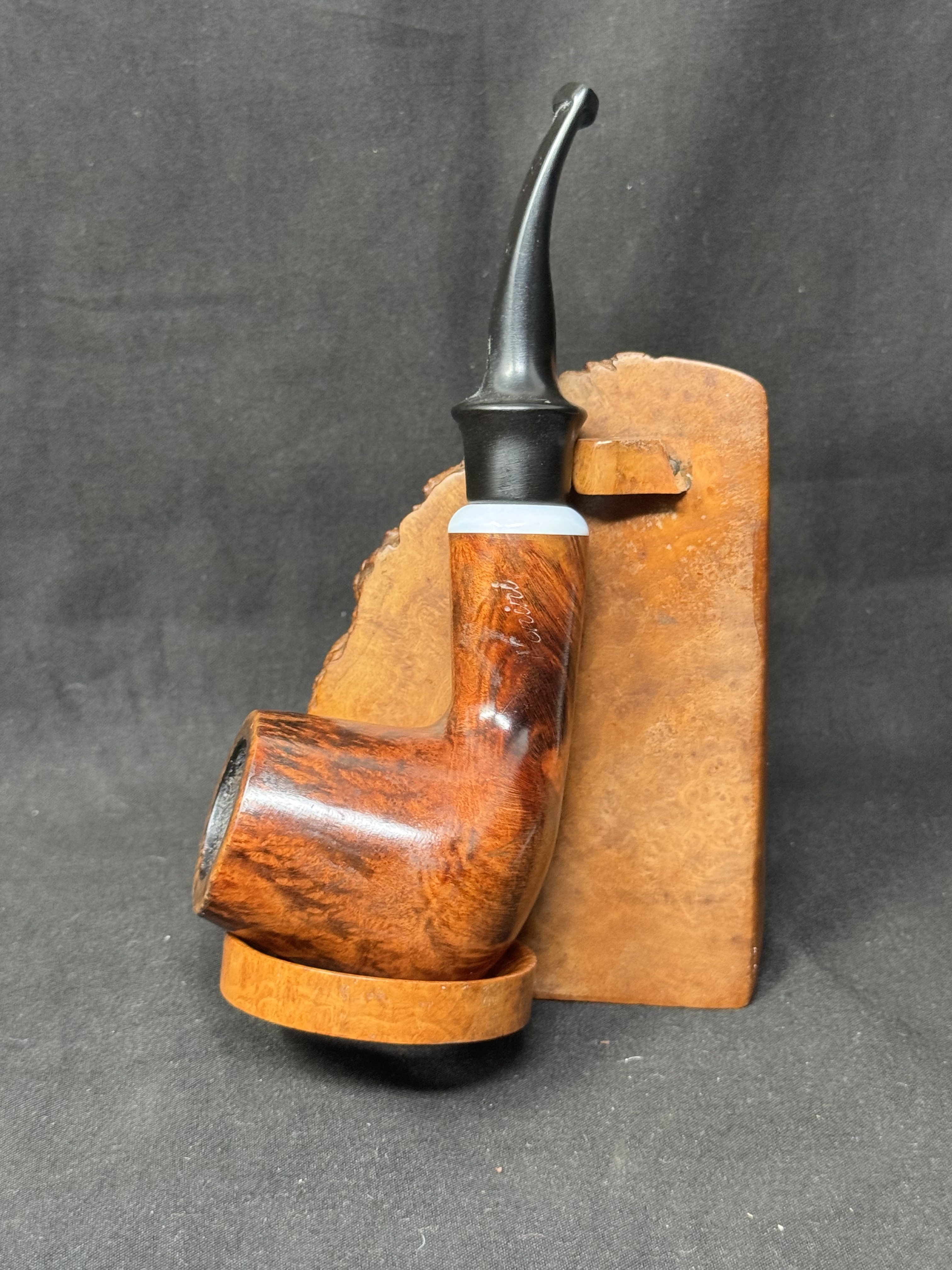 Venini White Band Smooth Bent Apple Estate Pipe - Vintage Briar