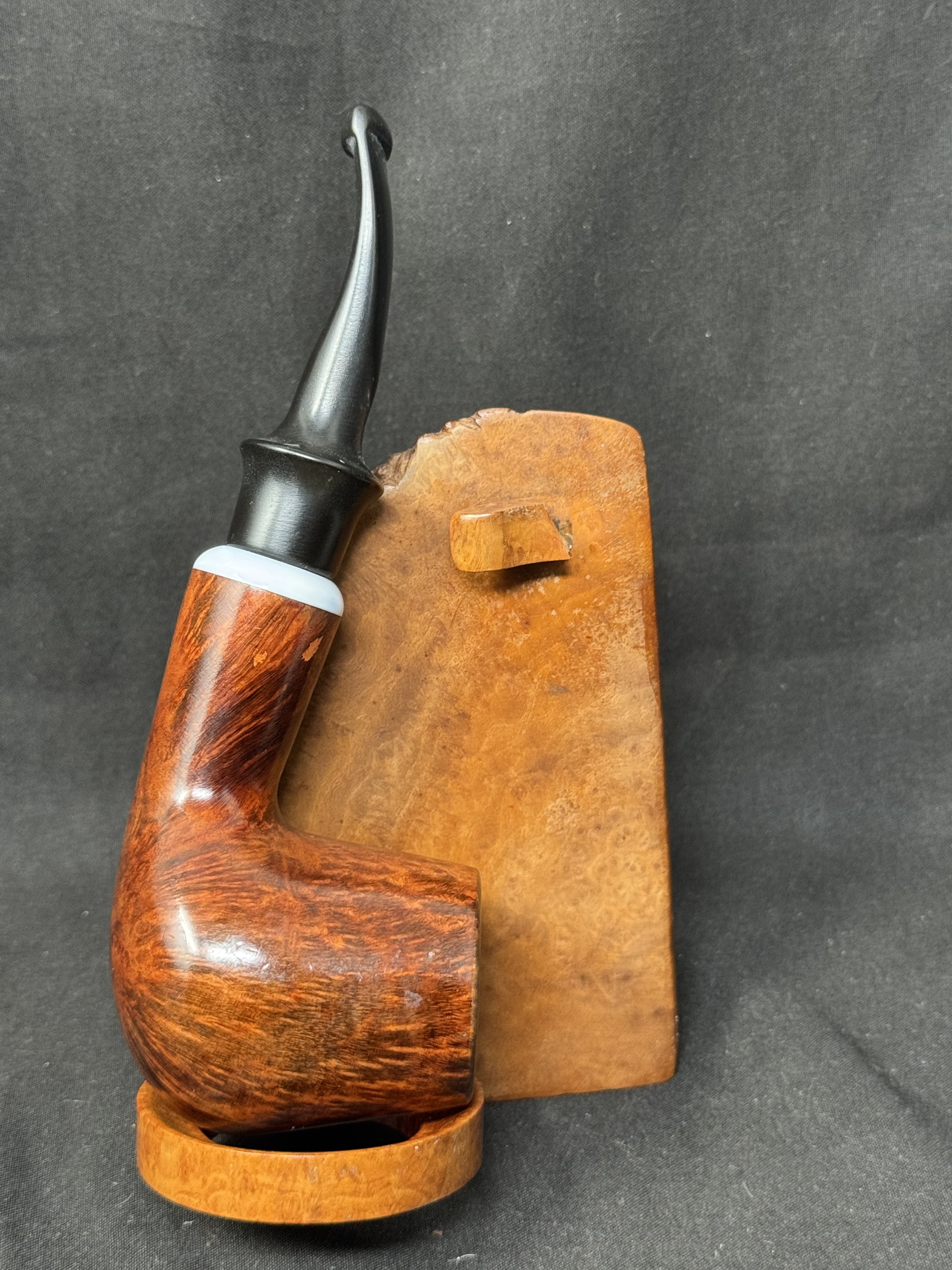 Venini White Band Smooth Bent Apple Estate Pipe - Vintage Briar 2