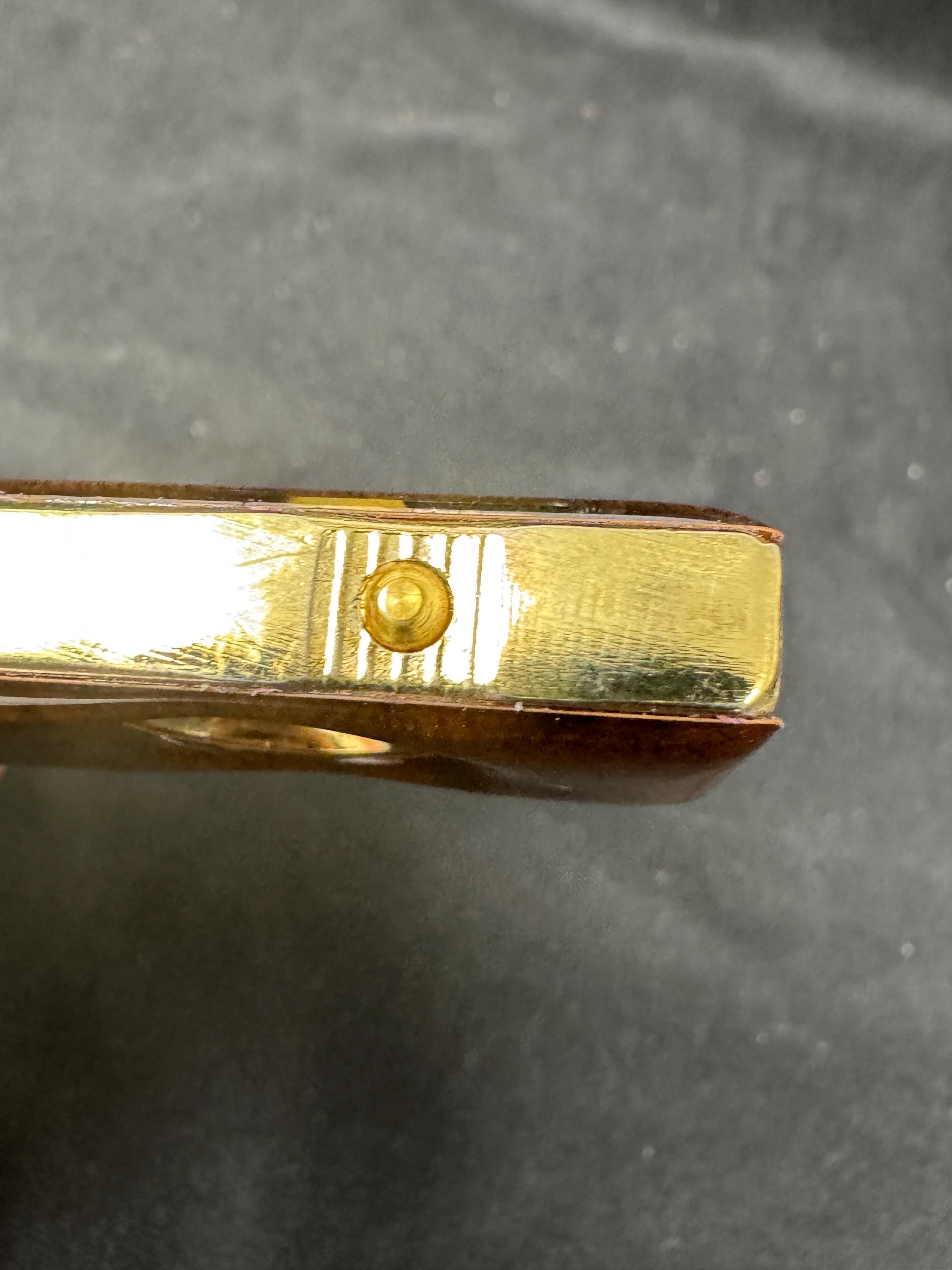 Vintage V-Cutter Cigar Cutter Push-Button Mechanism Marbleized Resin Brass 8