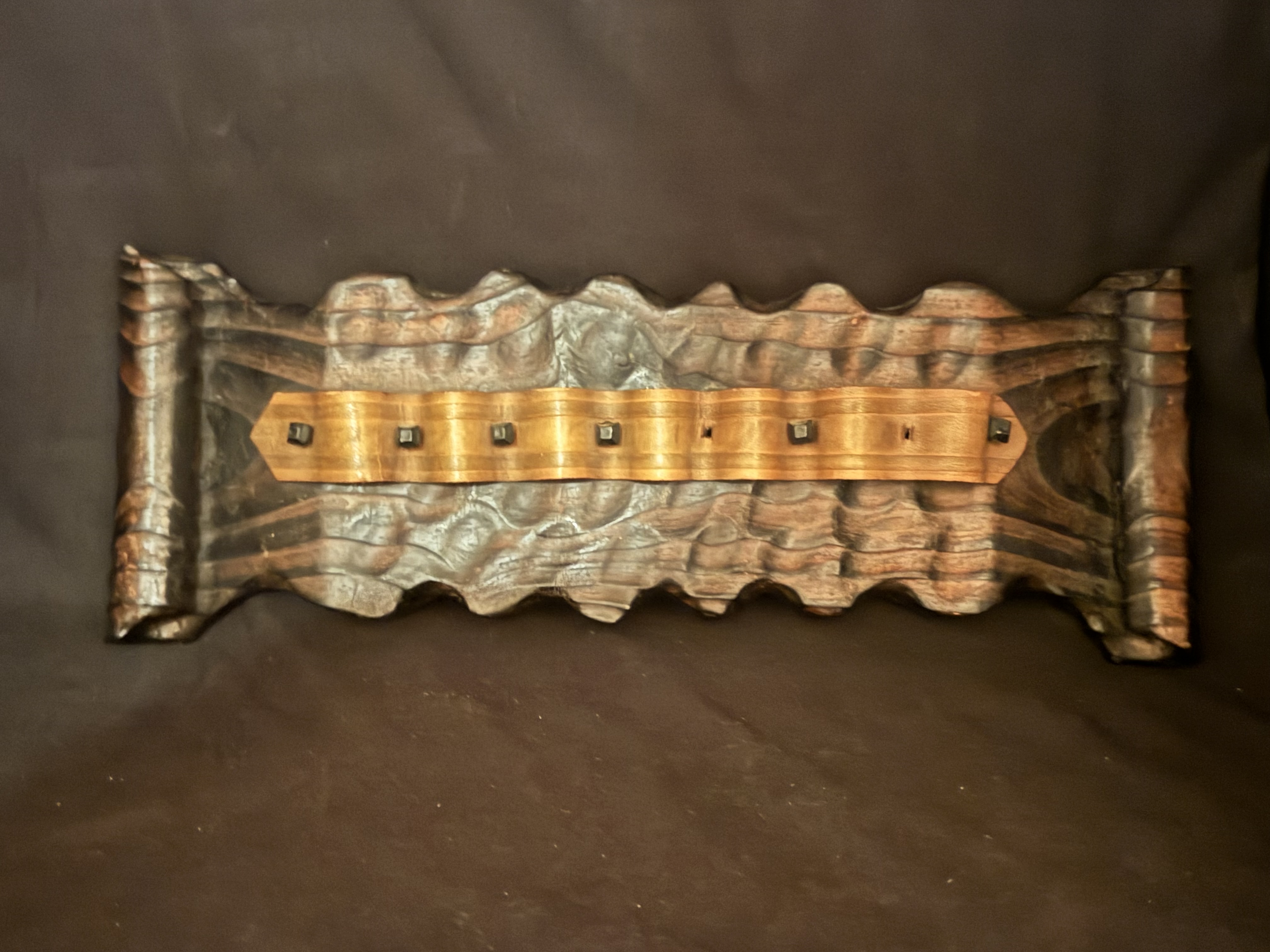 Wooden Pipe Holder for 7 Pipes, Leather Strap - Pre Used 6