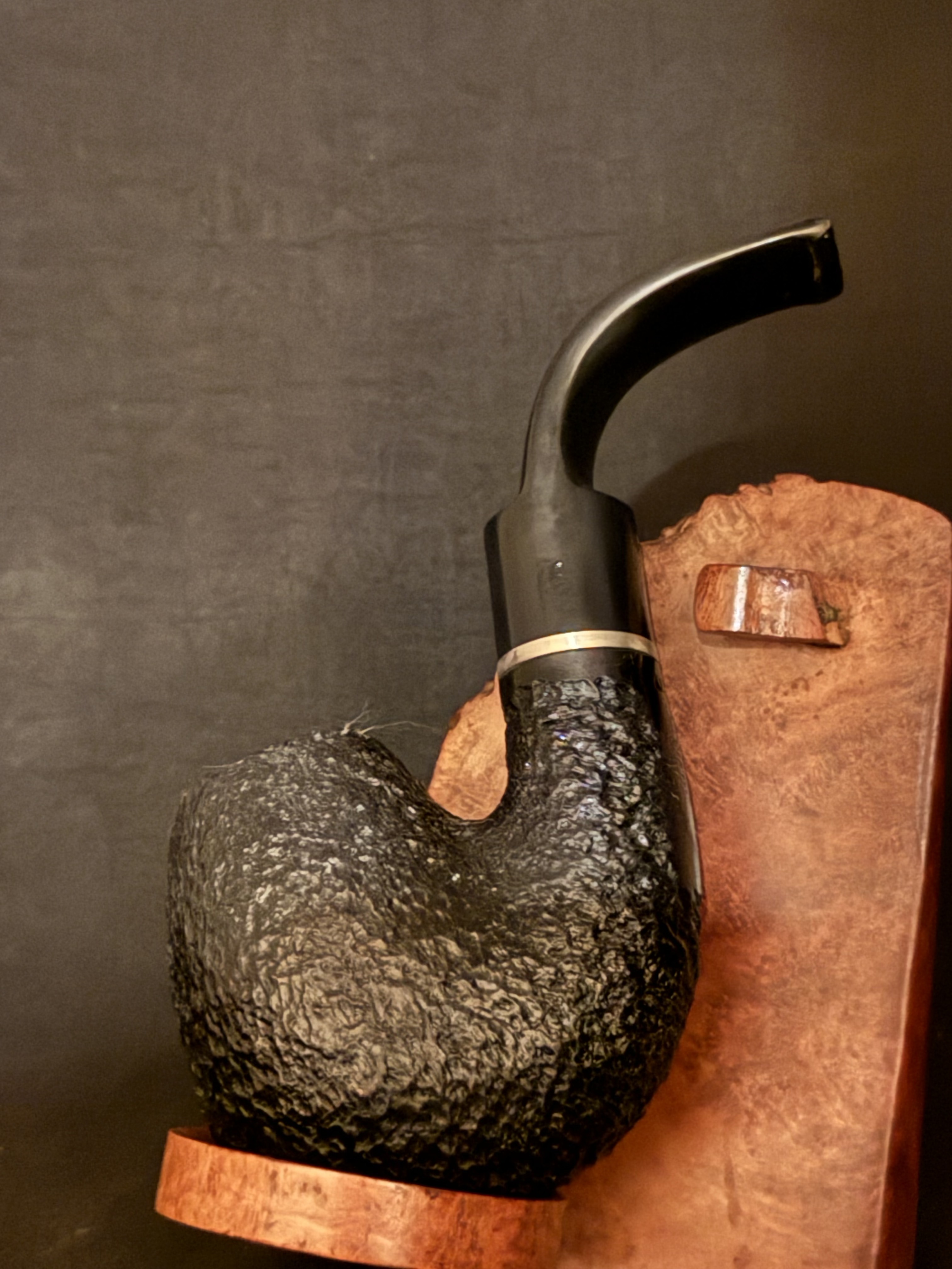 Wessex XL 125 Black Sandblast Full Bent Oom Paul Pipe, Made in France, Unsmoked