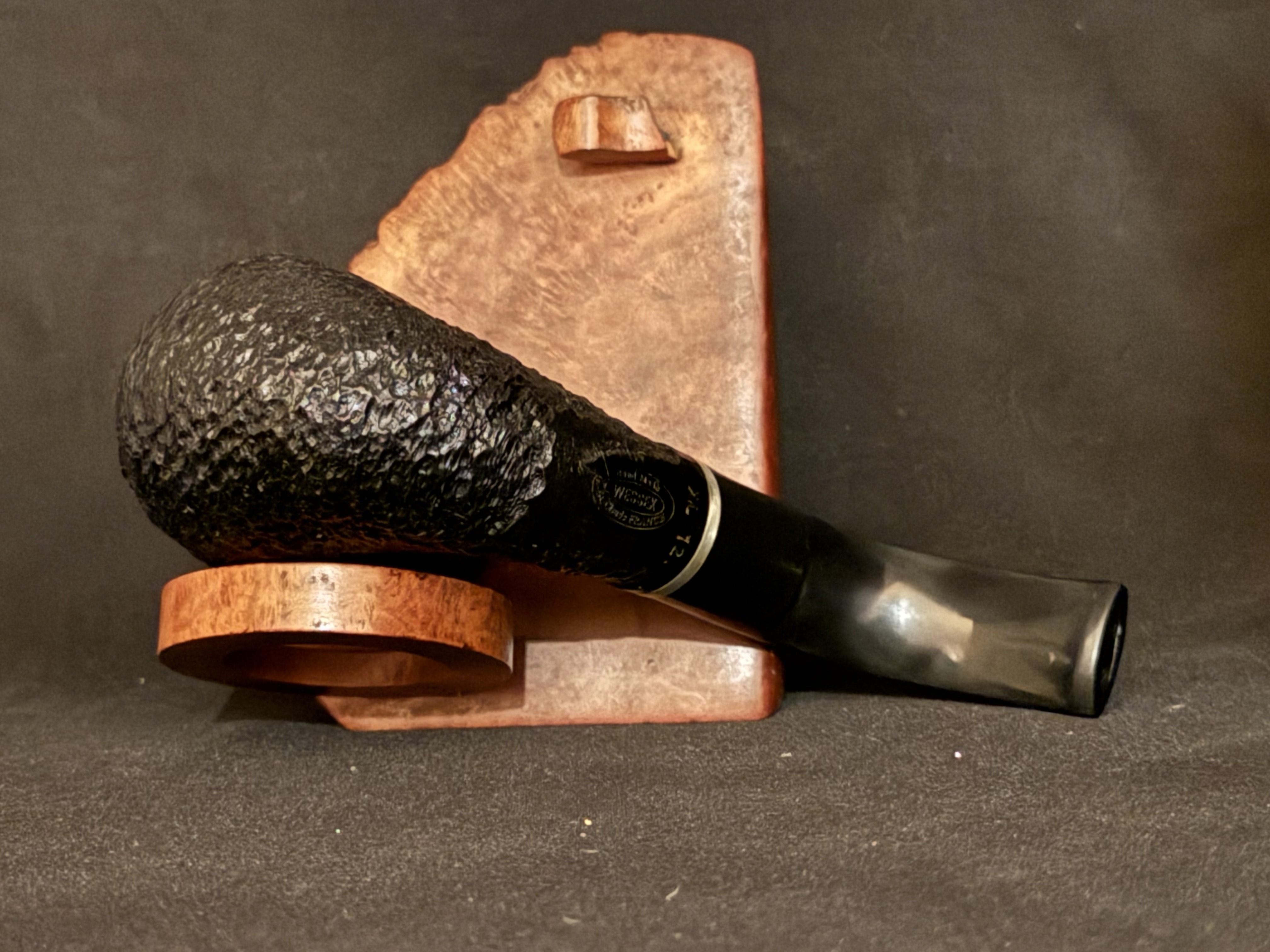 Wessex XL 125 Black Sandblast Full Bent Oom Paul Pipe, Made in France, Unsmoked 7