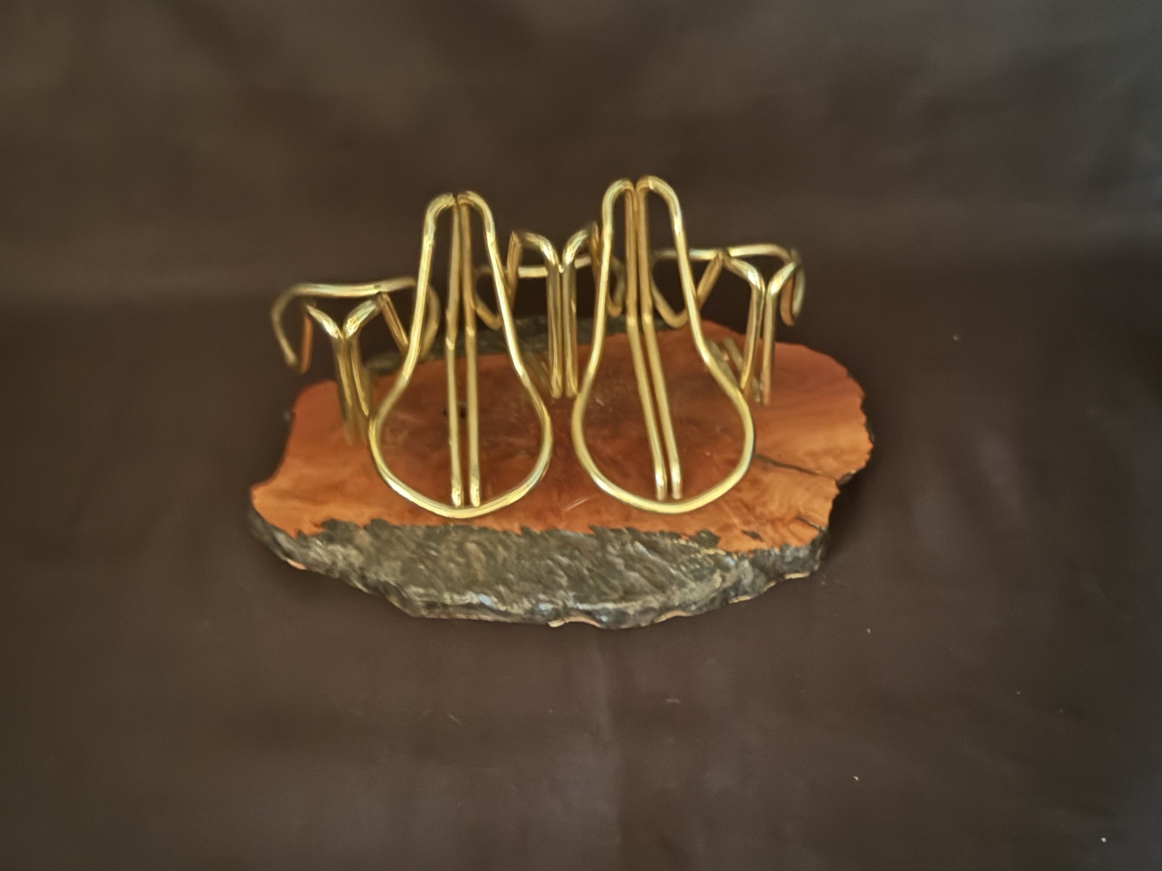 Wood & Brass Wire 5-Pipe Stand