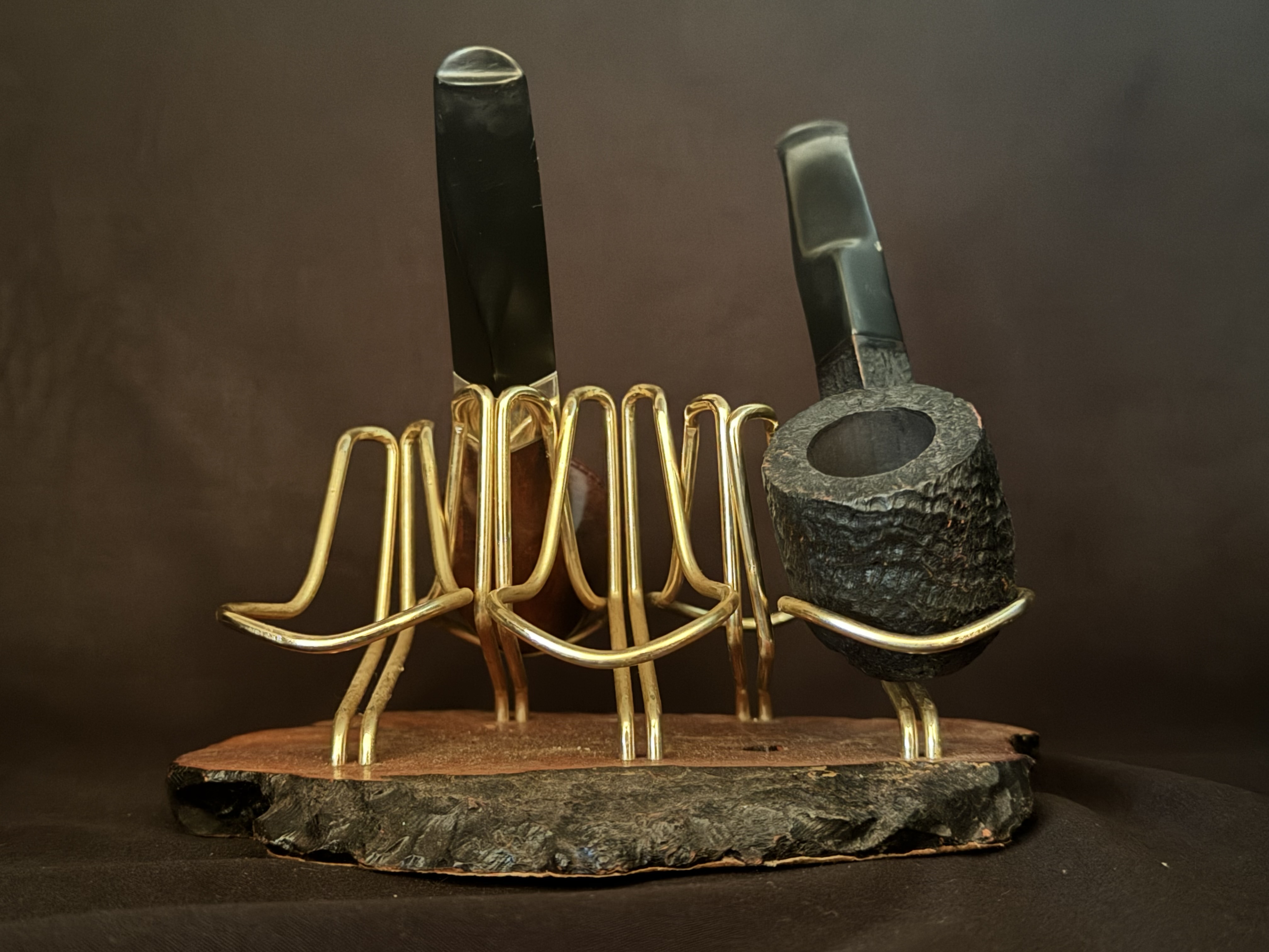 Wood & Brass Wire 5-Pipe Stand 3