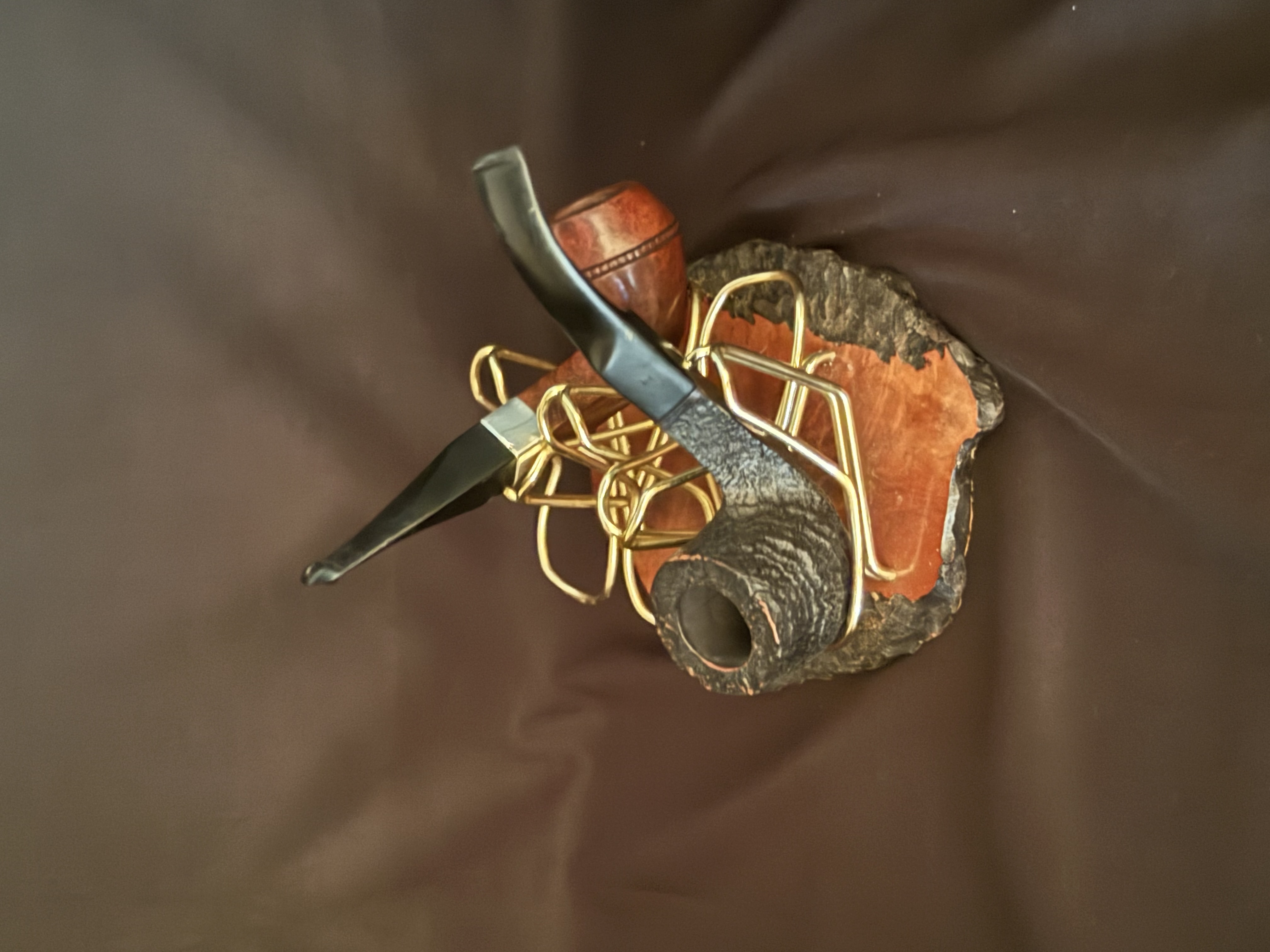 Wood & Brass Wire 5-Pipe Stand 4