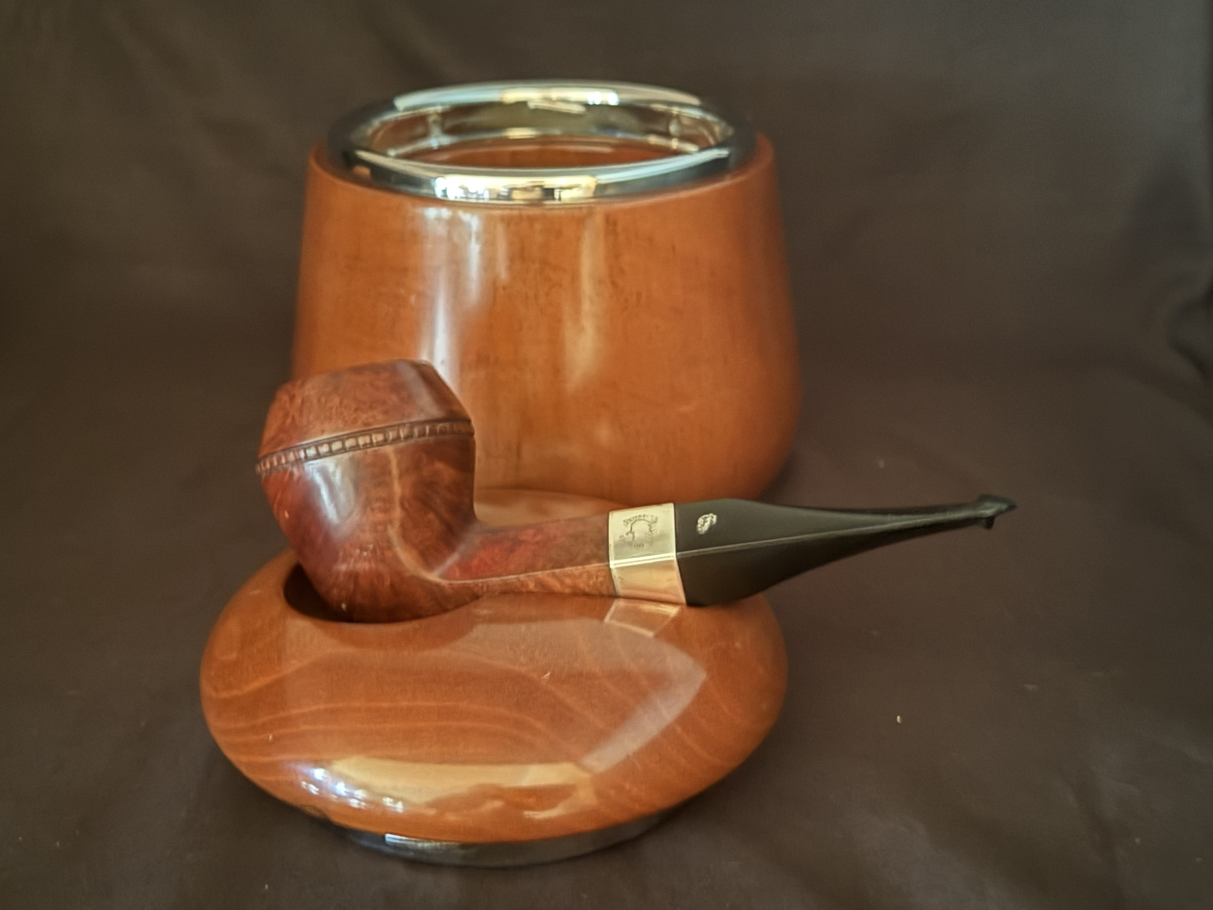 Wooden Tobacco Jar with Pipe Holder - Pre-owned 3